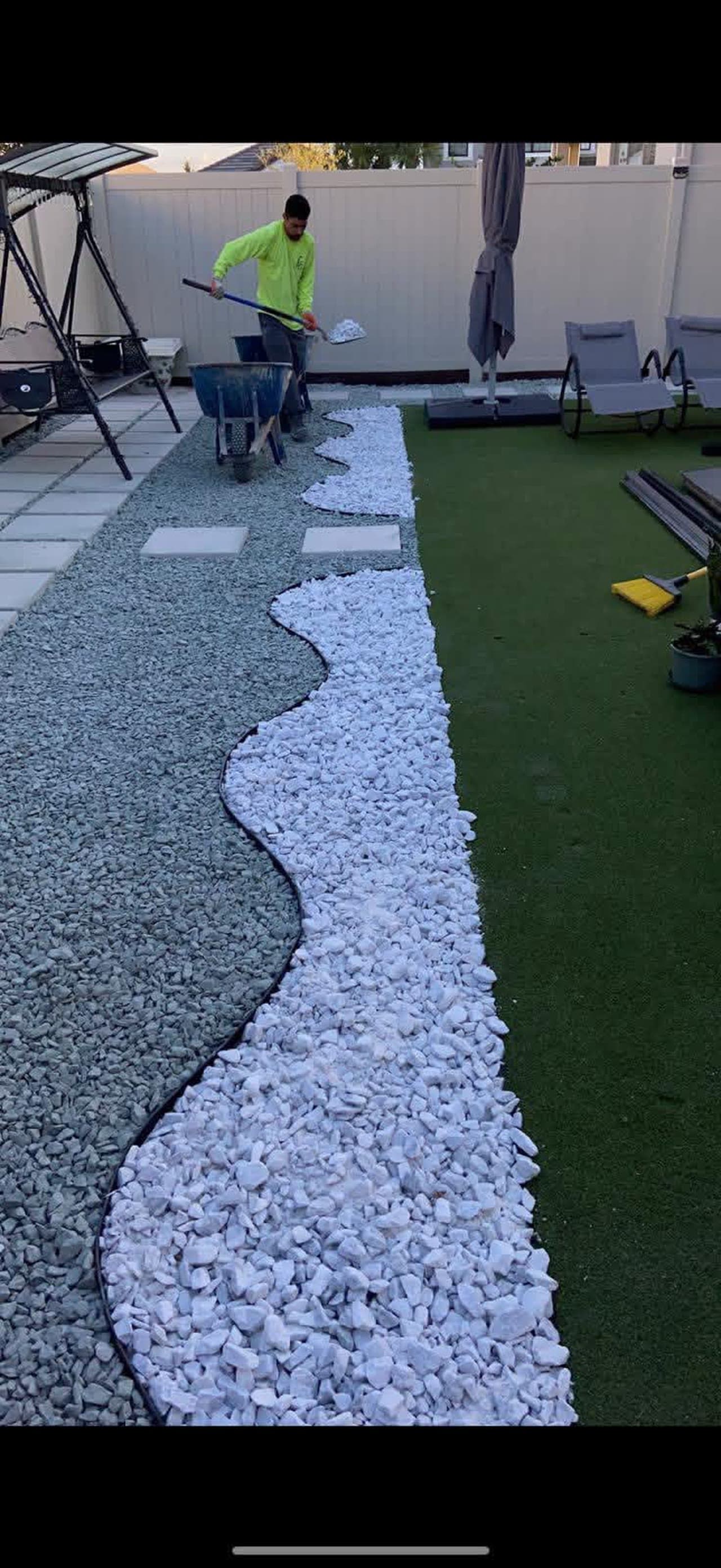 Sod installation with paver walkway borders