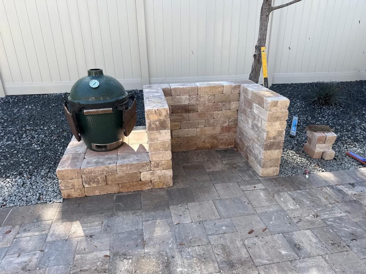 Outdoor BBQ station with paver surround
