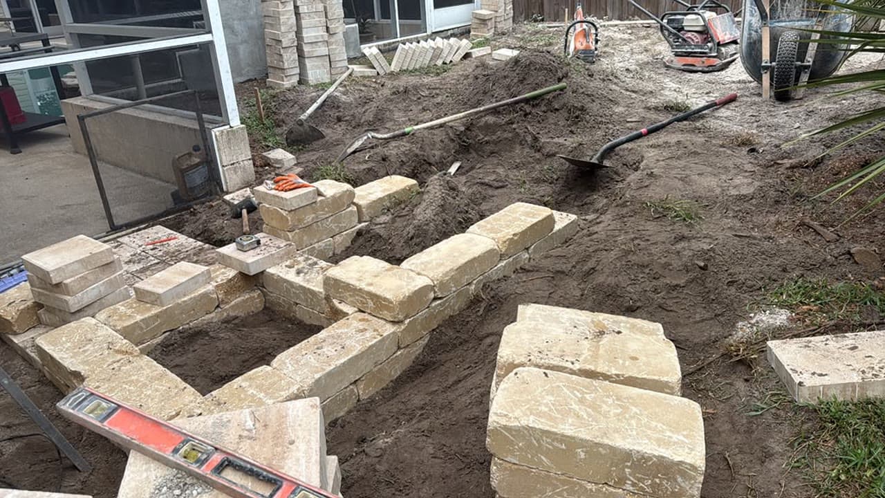 Brick paver pool deck and coping